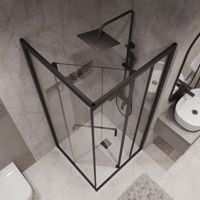 Душевое ограждение Niagara Nova NG-6833-34ВLACK (90х90х195) квадрат,черный матовый,двери раздвижные,стекло прозрачное,1 место NG-6833-34BLACK — фото 5, Квадратные душевые уголки