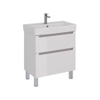 Тумба Lemark BUNO 80 см под 1 раковину, подвесная/напольная, 2 ящика, цвет планки: Серый, цвет корпу арт-LM04B80T — фото 4, Тумбы под раковину