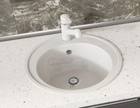 Кухонная мойка AZARIO Solo 505x505x190 искусственный мрамор, сифон в комплекте, цвет белый крап арт-CS00105233 — фото 2, Кухонные мойки