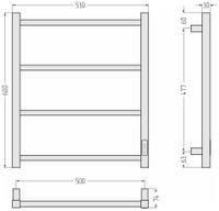Полотенцесушитель электрический Стилье Формат 26 600х500 правый Матовый белый 30526-6050 — фото 3, Электрические полотенцесушители