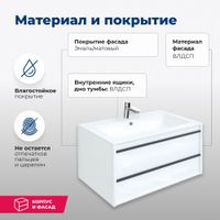 Товар: Тумба под раковину Aquanet Lino 90 белый матовый 00253904 - фото 2 Тумба под раковину Aquanet Lino 90 белый матовый 00253904 — фото 2, Тумбы под раковину