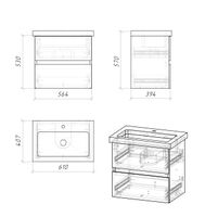 Тумба подвесная "ЮНИТ-60 см" с 2-я ящ. кадена лайт (ум.Фостер-60) 206017 — фото 5, Комоды и тумбы для ванной комнаты