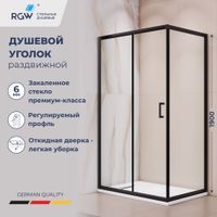 Душевой уголок RGW PA-245B 90x100, прямоугольный, профиль черный, стекло прозрачное/6 мм, арт-410824590-14 — фото 1, Прямоугольные душевые уголки