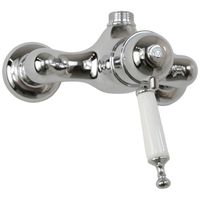 OXFORD См-ль д/душ. колонны моноком., термостат. внешний, выход М3/4", ручка белая, хром 19131 — фото 1, Смеситель для душа