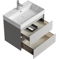 Подвесная тумба с двумя ящиками 65 см, цвет серый туман с умывальником арт-GE01652ST — фото 1, Тумбы с раковиной