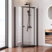 W87G-405-9090-BT Sunny душ огражд 5-угольн, распашн дверь 90x90 черный,стекло прозрачн — фото 6, Душевые кабины и ограждения