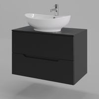 Orange Line Li-80TubMDF+B08-585W тумба с раковиной подвесная 80 см, черный/белый Li-80TubMDF+B08-585W — фото 1, Тумбы с раковиной