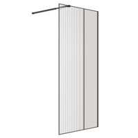 Душевая перегородка Niagara Nova NG-481-10FBLACK (100х200) черный матовый,стекло рифленое/тонированное,1 место — фото 1, Душевые перегородки