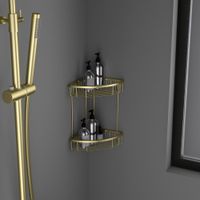 Полка угловая двойная Timo Saona золото матовое арт-13082/17 — фото 2, Полки для ванной и душа
