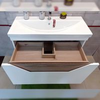 Товар: Тумба под раковину подвесная Бриклаер Брайтон белый/дуб, 100 см 4627125415760 - фото 3 Тумба под раковину подвесная Бриклаер Брайтон белый/дуб, 100 см 4627125415760 — фото 3, Тумбы с раковиной