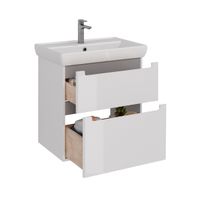 Тумба Lemark BUNO 70 см под 1 раковину, подвесная/напольная, 2 ящика, цвет планки: Серый, цвет корпу арт-LM04B70T — фото 1, Тумбы под раковину