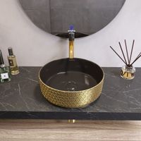 Раковина Grossman (355х355х115) золото,черная внутри,1 место арт-GR-5010GBR — фото 2, Раковины накладные