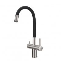 Смеситель для кухни с фильтром Milacio Ultra 560 нержавеющая сталь черный шланг арт-MCU.560.SSB — фото 1, Смесители для кухни