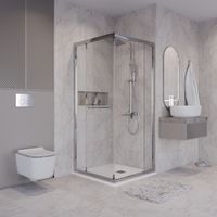 Душевое ограждение Niagara Nova NG-6635-34 (100х100х195) квадрат,хром,двери раздвижные,стекло прозрачное,1 место — фото 2, Квадратные душевые уголки