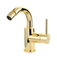 FORTIS См-ль д/биде моноком., излив изогнут, ручка сбоку, донный клапан "click-clack", золото 31544 — фото 1, Смесители для биде