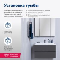 Тумба под раковину Aquanet Алвита 80 серый антрацит 00215120 — фото 4, Тумбы под раковину