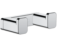 Крючок, Hansgrohe, AddStoris, двойной, ширина, мм-66, глубина, мм-36, высота, мм-21, тип установки-настенный, материал-металл, крепления в комплекте, цвет-хром 41755000 — фото 1, Крючки для полотенец