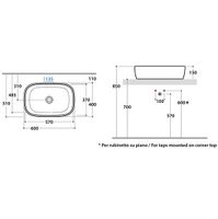 Раковина GLOBO GENESIS на столешницу без отверстий цвет белый арт-GE045BI — фото 3, Раковины накладные