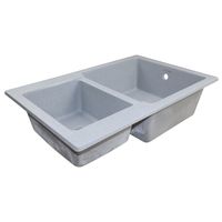 Кухонная мойка AZARIO Ostin 770x510х210 искусственный мрамор, двойная, сифон в комплекте, цвет серый арт-CS00105243 — фото 1, Кухонные мойки