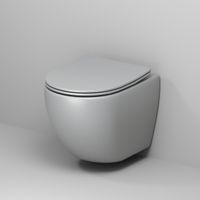 Унитаз Color (485х365х360) СВЕТЛО-СЕРЫЙ матовый подвеснойбезободковый с тонкой крышкой арт-GR-4455GLMS — фото 1, Подвесные унитазы