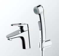 Смеситель для раковины с гигиеническим душем Bravat Drop-D F148162C-1, хром — фото 1, Смесители для раковины