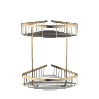 Полка металлическая угловая двухъярусная Rose , бронза арт-RW12Q — фото 1, Полки для ванной и душа