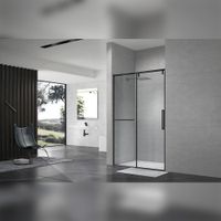 Душевая дверь в нишу Terminus Альба 140х220, черный 1DS140х220B — фото 1, Раздвижные душевые двери