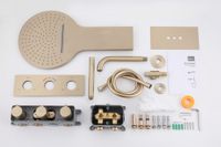 Душевая система ABBER Wasser Kreis скрытого монтажа с изливом, термостат, золото матовое арт-AF8150G — фото 3, Встраиваемые душевые комплекты