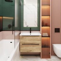 Тумба под раковину подвесная La Fenice Tesoro FNC-01-TES-DKK-100-2, коричневый — фото 3, Тумбы под раковину