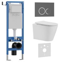 Комплект 3в1 IBERICA BLANCA инсталляция SILENCIO MINI, унитаз BURGOS ALTO белый, кнопка смыва ESTI-O серый матовый (IB.001M.BRA.234.827) — фото 1, Комплекты унитаз + инсталляция