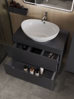 Товар: Orange Line Li-80TugMDF+B08-585W тумба с раковиной подвесная 80 см, графит/белый Li-80TugMDF+B08-585W - фото 4 Orange Line Li-80TugMDF+B08-585W тумба с раковиной подвесная 80 см, графит/белый Li-80TugMDF+B08-585W — фото 4, Тумбы с раковиной