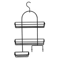 Полка прямоугольная двухэтажная с мыльницей черная Fixsen FX-970B — фото 1, Полки для ванной и душа