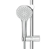 F0790700 Gem, душ.система: см-ль-полка д/ванны/душа, душ.штанга, верхн. душ 220мм, ручн.душ, хром — фото 5, Душевые стойки