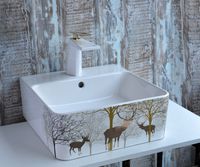 Раковина чаша Bronze de Luxe Golden Deer 1060GD, белый — фото 4, Раковины накладные