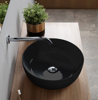 Раковина Scarabeo GLAM накладная без перелива без отверстий цвет черный глянцевый арт-1808 35 — фото 2, Раковины накладные