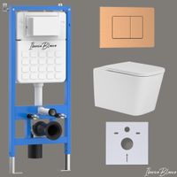 Комплект 3в1 IBERICA BLANCA инсталляция SILENCIO, унитаз TOLEDO ALTO белый, кнопка смыва INOX-C розовое золото матовое (IB001.TLA.231.1172) — фото 1, Комплекты унитаз + инсталляция