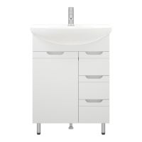 тумба Омега 65 (Элеганс 65) 3 ящика 1 дверь напольная белая без умывальника арт-MFR80005WT — фото 1, Тумбы под раковину