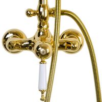 OXFORD Душевой настенный гарнитур (см-ль д/душа/колонна RETRO/верхн.душ/шланг/ручн.душ),золото арт-32873 — фото 4, Душевые стойки