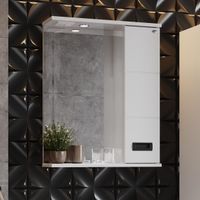 Зеркало-шкаф Onika Балтика Black 58.01 LED-светильник, правосторонний, белый арт-205846 — фото 1, Зеркальные шкафы в ванную