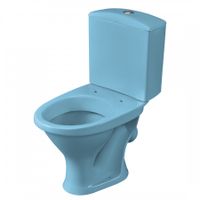 Унитаз-компакт "Вест" косой выпуск, с кнопочной арматурой и сиденьем, голубой SANTERI 1P2018S0600BF — фото 2, Напольные унитазы