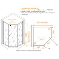 Душевой уголок RGW HO-088-G 1000x1000 350608800-16 — фото 3, Душевые уголки