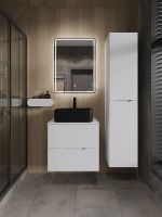 Orange Line Li-60TuwMDF+B02-460MB тумба с раковиной подвесная 60 см, белый/черный Li-60TuwMDF+B02-460MB — фото 7, Тумбы с раковиной