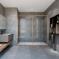 Душевая дверь Garda , 1700, брашированное золото, стекло прозрачное арт-VDS-1G2170CLG — фото 1, Раздвижные душевые двери