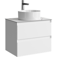 Подвесная тумба с двумя ящиками 65 см, цвет белый со столешницей мрамор белый и наставным умывальником арт-GE01652WM+STG662X476MW — фото 5, Тумбы с раковиной