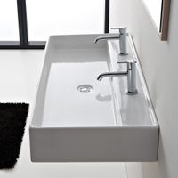 Раковина Scarabeo TEOREMA 2.0 подвесная или накладная с переливом с двумя отверстиями цвет белый арт-5107/R-120B — фото 3, Раковины подвесные