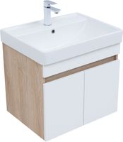 Тумба под раковину Aquanet Оптима 60 дуб светлый/белый сатин арт-00344799 — фото 1, Тумбы под раковину