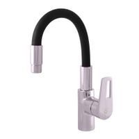 COLORADO - смеситель кухонный, (гибкий излив Черный), ХРОМ арт-CO219.5/15 — фото 1, Смесители для кухни