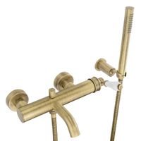 ERMITAGE MINI См-ль д/ванны моноком. внешний, с ручным душем, белый/бронза 28589 — фото 1, Смеситель для ванны