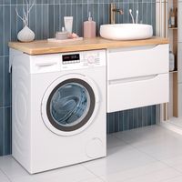 Тумба подвесная NORDIC 60 /левая/ со столешницей из массива 122 см под накладную раковину /AQUA DE MARCO 5060CNOR122/H/L — фото 1, Тумбы под раковину