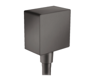 Шланговое подсоединение, Hansgrohe, FixFit Square, стандарт подвода воды-1/2", с клапаном обратного тока воды, внутренняя часть из пластика, цвет-шлифованный черный хром арт-26455340 — фото 1, Шланговые подключения